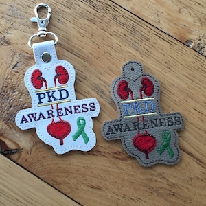 DIY-DIGITAL Datei - PKD Awareness Ribbon und C K D - Niere - Snap Tab / Schlüsselanhänger / Ith Machine Embroidery Design File In the hoop