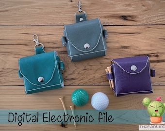 DIY-DIGITAL FILE - 8 x 10 and 8x 12 hoop - Golf Balls with Tee holder, holds 4 balls and 4 tees - ith Machine Embroidery - Design333