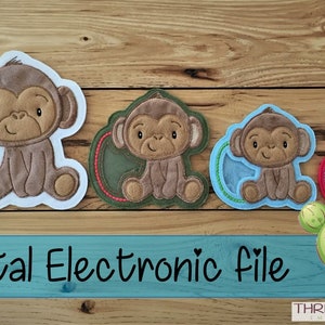 DIY-DIGITAL FILE - 4x4 - 5x5 - 6x10 - 8x10 hoops - Monkey Applique Treat holder Egg holder Candy bag -  ith Machine Embroidery - Design313