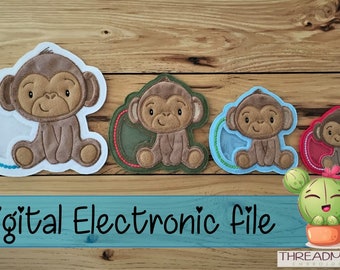 DIY-DIGITAL FILE - 4x4 - 5x5 - 6x10 - 8x10 hoops - Monkey Applique Treat holder Egg holder Candy bag -  ith Machine Embroidery - Design313