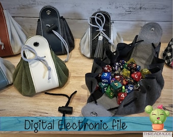 DIY-DIGITAL FIL - 8x10--9x14--13x14 - Tärningspåse, Medeltida Myntpåse, Dragskopåse - med Maskinbroderi - Design319