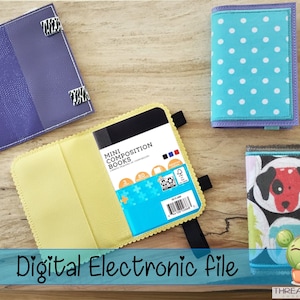 DIY-DIGITAL FILE - 5x7 hoop - Applique top Mini Composition Book Cover, with elastic closure, pen loops - ith Machine Embroidery - Design323