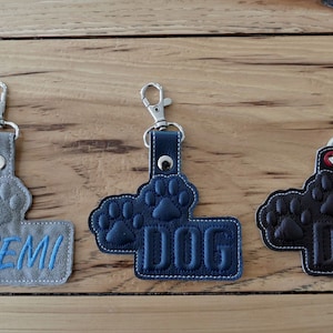 DIY-DIGITAL FILE - Puffy Paws Dog - 4 x 4 hoop - Snap tabs / Key fob / Bag tag  ith Machine Embroidery Design File In the hoop