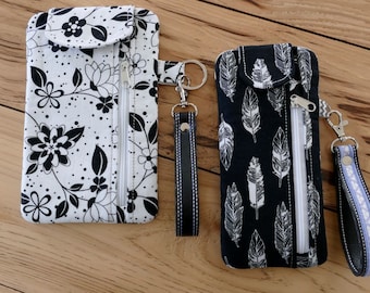 DIY - DIGITAL FILE - 6 x 10 hoop - Cell Phone Wallet done ith - zipper on front center compartment optional tab to close -Machine Embroidery