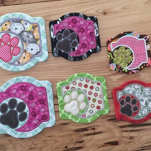 DIY-DIGITAL FILE - V2 - Frame Coasters with Paw appliqué on the side, design set, applique with stipple  - ith machine  embroidery design