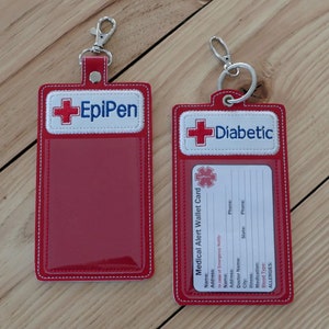 DIY-DIGITAL FILE - Medical I D Card Holder, EpiPen - Diabetic-  5x7 hoop- Snap tab / Eyelet  - in the hoop  Machine Embroidery Design