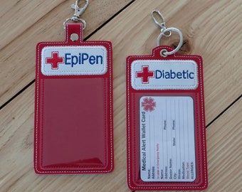DIY-DIGITAL FILE - Medical I D Card Holder, EpiPen - Diabetic-  5x7 hoop- Snap tab / Eyelet  - in the hoop  Machine Embroidery Design