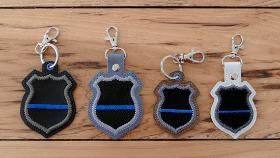 DIY-DIGITAL FILE - Police Badge Back the Blue, Applique badge area  - 4x4 hoop - Snap tab / Key fob  ith Machine Embroidery Design File