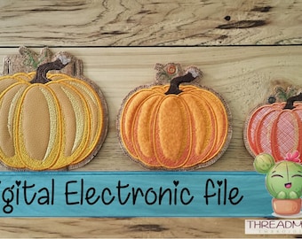 DIY-DIGITAL FILE - 4x4 to 6x10 hoop - Pumpkin Applique Banner piece - Eyelet or buttonholes - ith Machine Embroidery - Design271