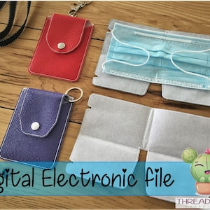 FICHIER DIY-DIGITAL -6x10 hoop - Poche masque & support plié pour masques chirurgicaux - Eyelet Lanyard ou Key Fob - ith Machine Embroidery - Design281