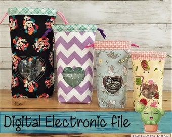 DIY-DIGITAL FILE - 5x7--6x10--8x10-- 9x14 - Drawstring bag Heart window with integrated boxed bottom- ith Machine Embroidery - Design298