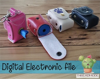 DIY-デジタルファイル - 5x7 フープ - うんち袋ロールホルダー、ハンドルまたはバックタブ、グロメット穴の配置 - スナップタブ - フープ内の機械刺繍
