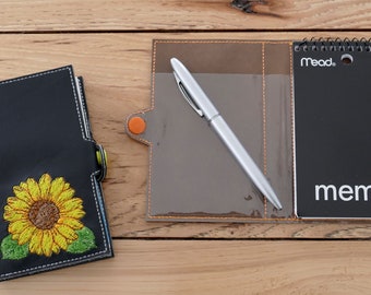 DIY-DIGITAL FILE - Sunflower Flip style  Notepad Cover with snap closure - 6x10 hoop / ith Machine Embroidery Design File - In the hoop