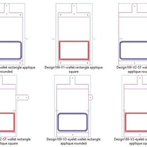 DIY-DIGITAL FILE Wallet Rectangle Applique square & rounded corners Gift card holder-5x7 hoop-Snap tab / ith Machine Embroidery Files image 9