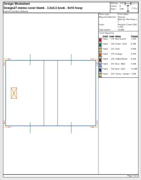 digital file blank memo book cover ith machine embroidery design file in the hoop blank memo
