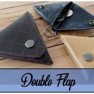 DIY-DIGITAL FILE - 5x7 to 6x12 hoop ---Vinyl -- 3 sizes- D O U B L E Flap Triangle Coin Pouch  - ith Machine Embroidery File