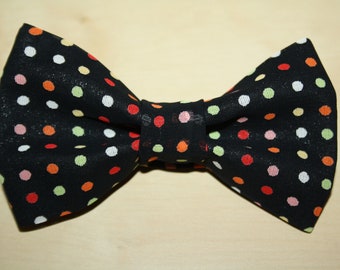 Bow tie for men, handmade bow tie, black bow tie, pois bow tie.