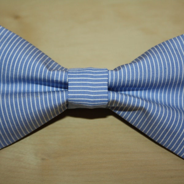 Bow tie for men, handmade bow tie, white and blu bow tie.