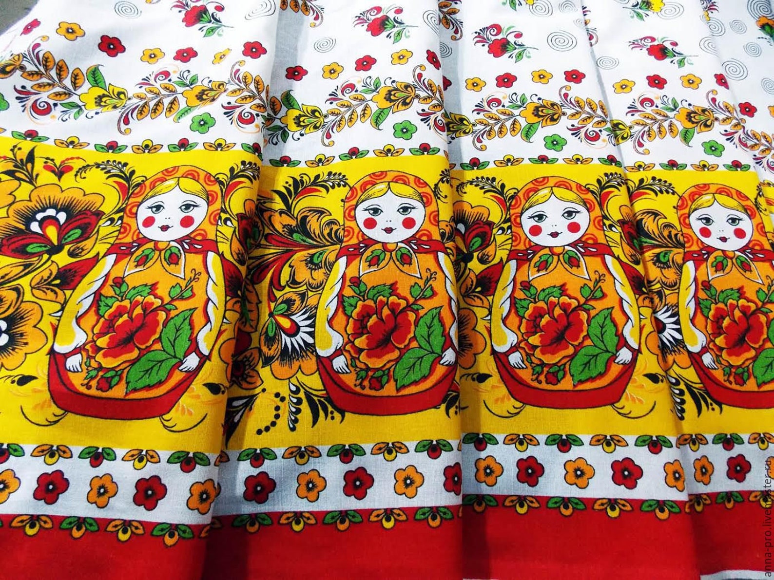 Matryoshka fabric by the yard Russian fabric linen by the Etsy