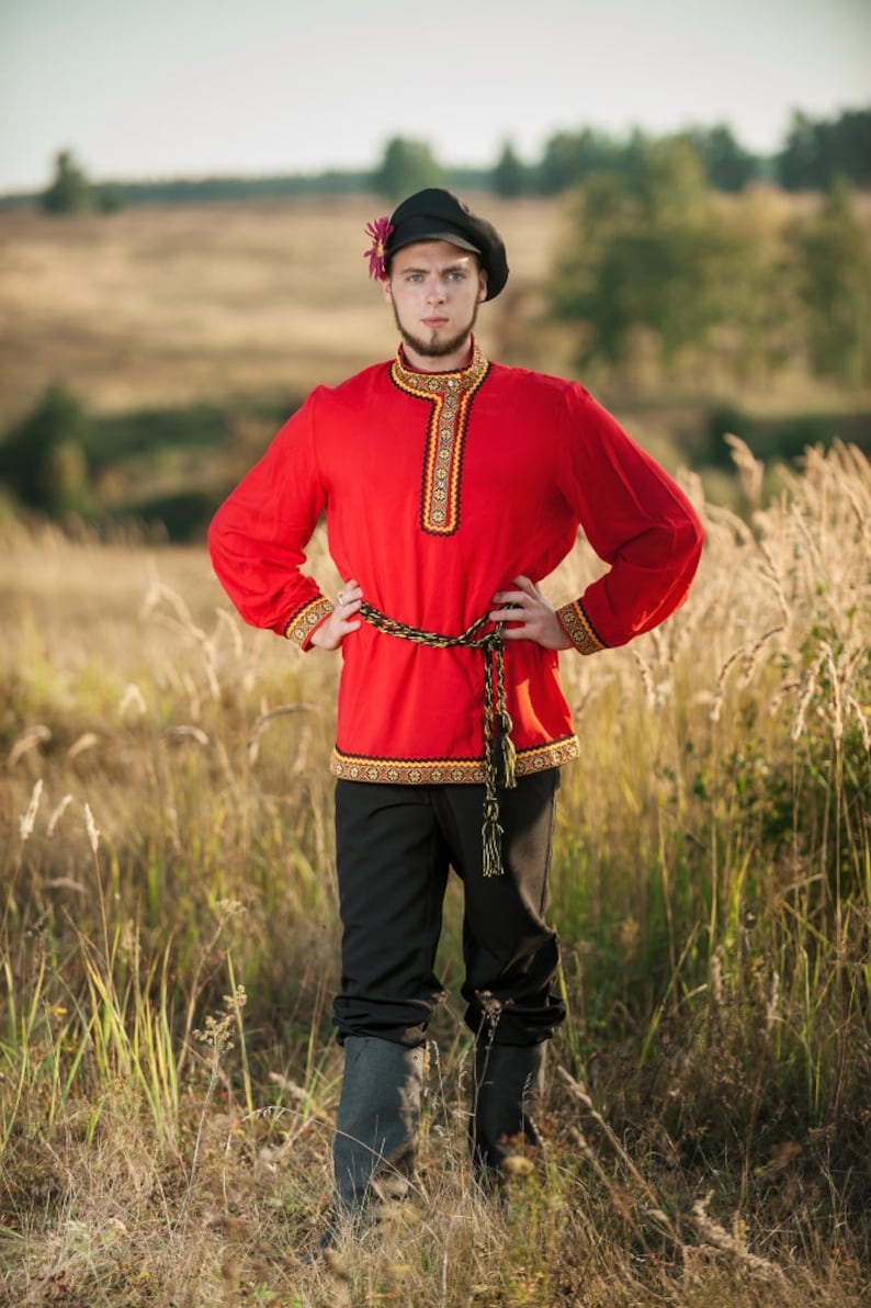 Russian costume men Kosovorotka Slavic clothing Russian | Etsy