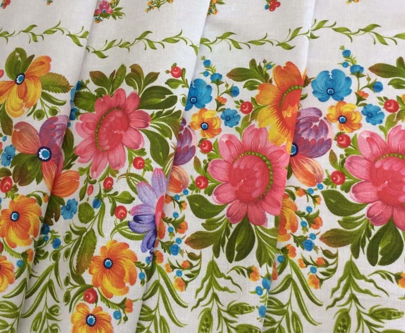 Floral fabric by the yard Polish folk art fabric folk Etsy