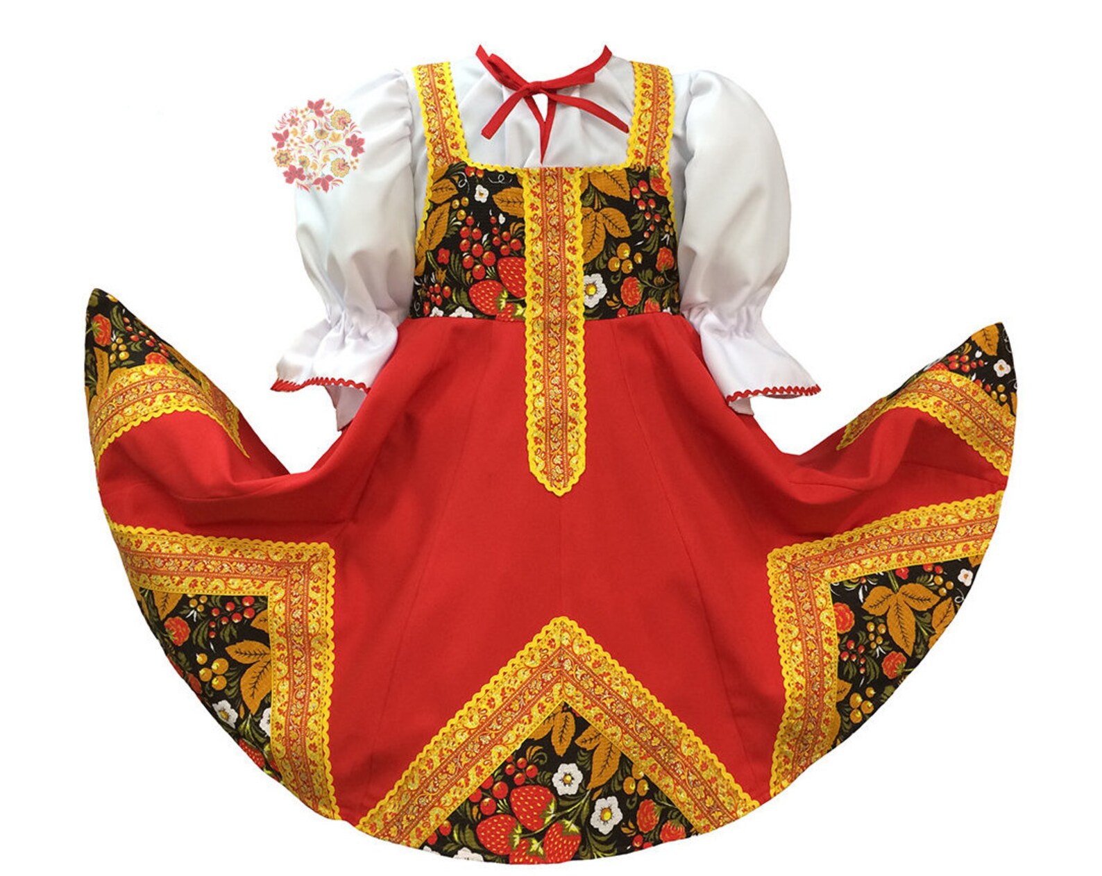 Russian dress Khokhloma woman dance costume Russian clothing Etsy