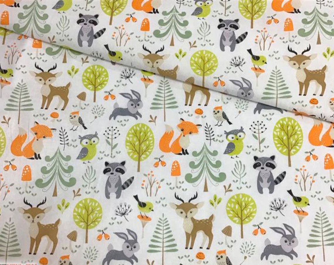 Woodland fabric by the yard baby fabric nursery pattern Etsy