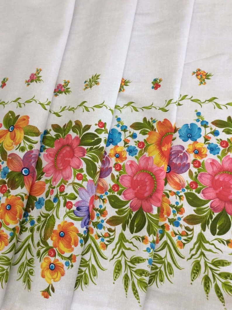 Floral fabric by the yard Polish folk art fabric folk Etsy
