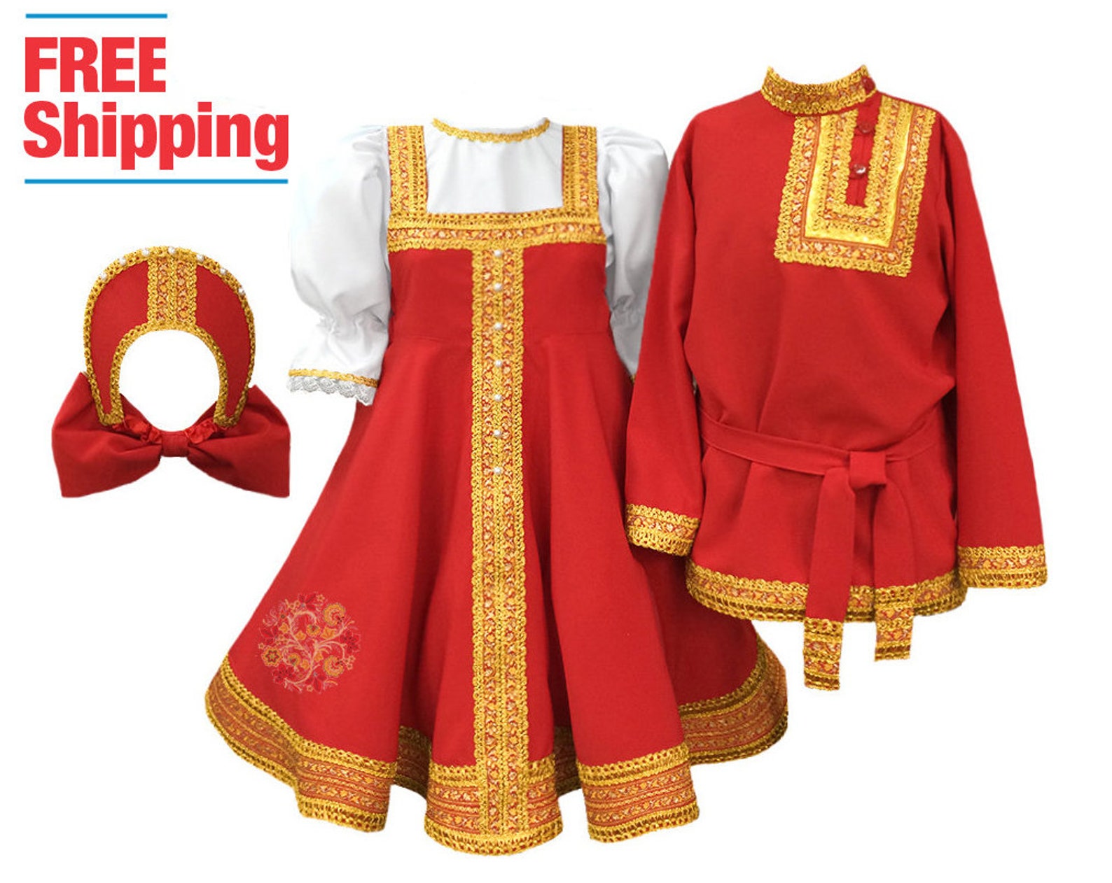 Russian dress girls Kokoshnik Dance costume Russian clothing Etsy