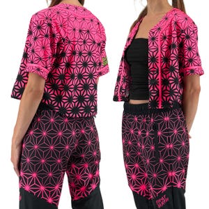 Asanoha Pink - UV - Crop Baseball Jersey