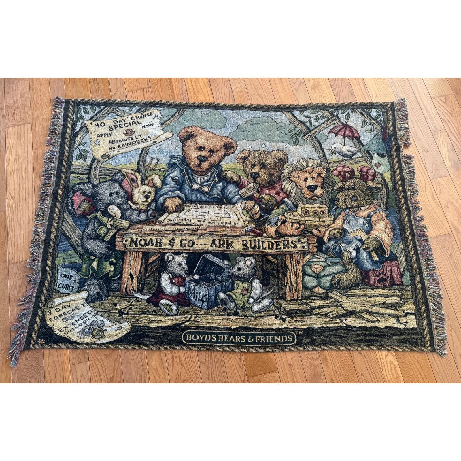 タグ付デッドストック　ボイズベア　ヴィンテージ ラグマット タペストリーUSA Boyds Bear Throw - Etsy