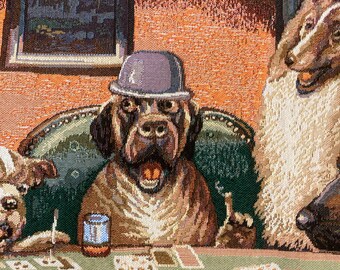 犬がトランプをするポーカータペストリー ポーカーをする犬 クーリッジ