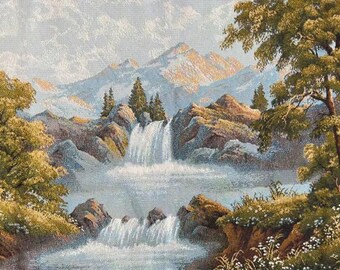 NOT PRINTED Nature Tapestry Textile Wall Art Water Rapids Landscape Woven Tapestry Wall Hanging Fall Autumn Wood Scene Forest River 28"x51"