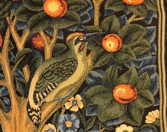 絵画　アート　インテリア　木製　木　ウッド　鳥　KORURI　小瑠璃　レア Morris Woodpecker Tapestry Orange Tree of Life Bird William Morris