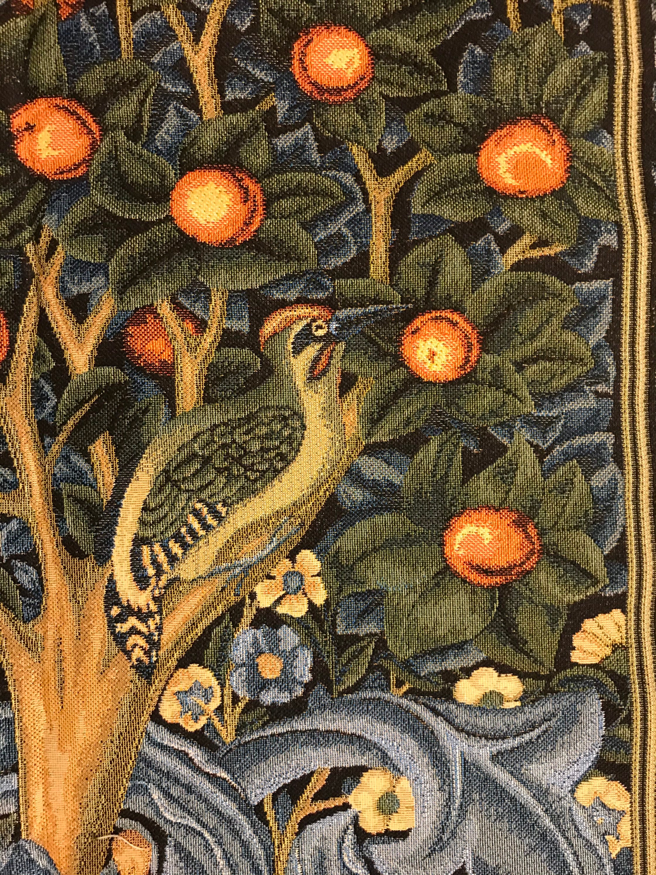 Morris Woodpecker Tapestry Orange Tree of Life Bird William Morris