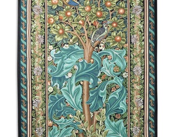William Morris Woodpecker II Tapestry Wall Hanging Ornate Composition With A Fruit Tree, H68" x W41"
