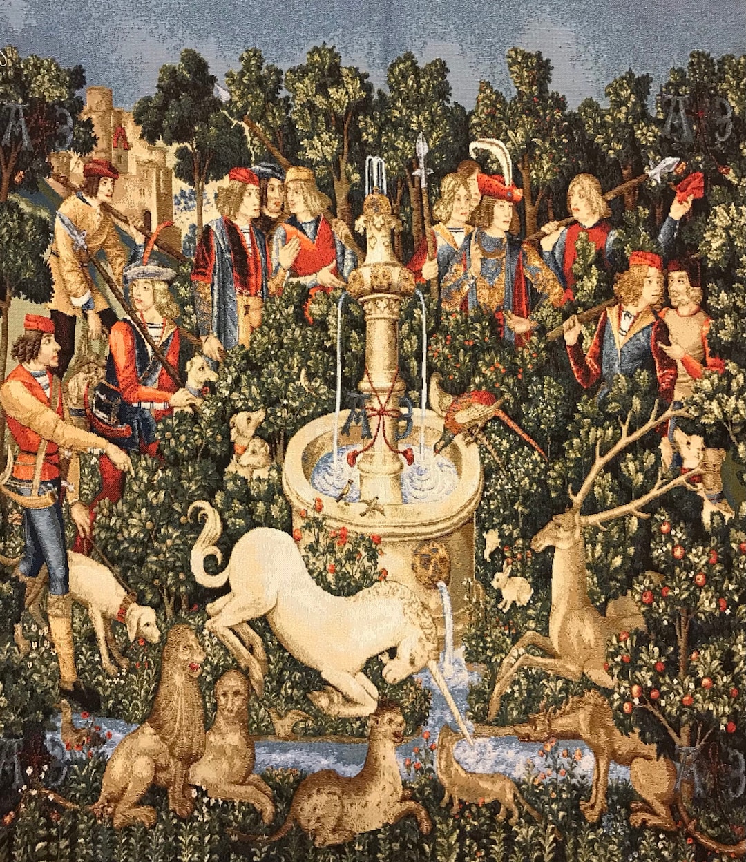Unicorn at the Fountain Tapestry Wall Hanging Medieval Art NOT PRINT Chasse a La Licorne Metropolitan Museum Hunt Series Hunters H27 X W27 Etsy