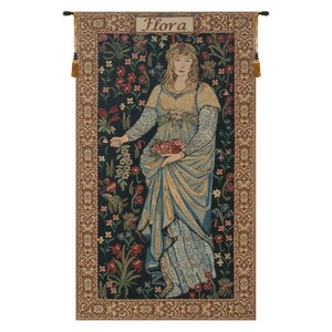 Morris Art Tapestry Wall Hanging Flora Victorian Lady Woman Portrait William Morris Tapestry Wall Hanging Belgian Woven NOT PRINTED 17"x26"