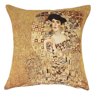 NOT PRINTED Woven Tapestry Pillow Case Cushion Cover Adele Bloch Bauer Gustav Klimt Art Nouveau Museum Woman Portrait Lady Portrait 18&quot;x18&quot;