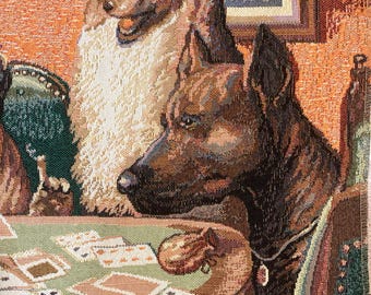 犬がトランプをするポーカータペストリー ポーカーをする犬 クーリッジ