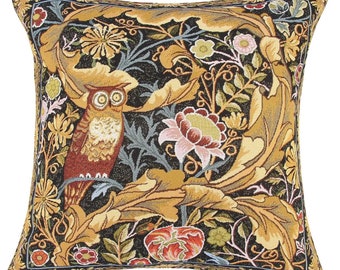 William Morris Eagle Owl Bird Tapestry Pillow Case NOT PRINTED Sham Cover Cushion Flowers Classic Art Decor Floral Botanical Design 18"x18"