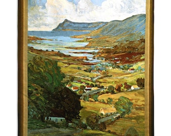 Color Of Ireland European Landscape Large Tapestry Wallhanging Wall Hanging Hills Lake Sea Rocks Mountains Scenic Countryside Scenery 62x53&quot;
