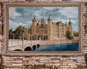Medieval Castle Tapestry Wall Hanging Schwerin Castle Large Textile Wall Art Tapestry Wall Hanging Renaissance Palace Wallhanging 50"x76"