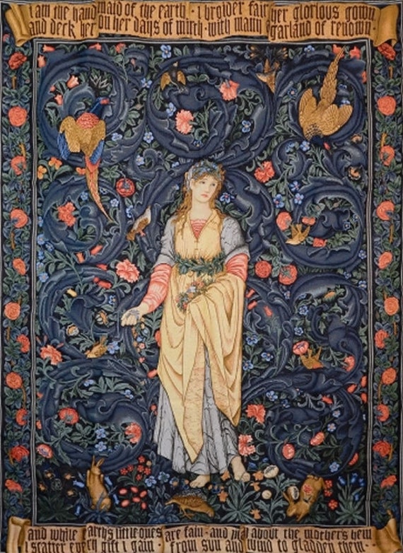 Flora William Morris Art Mille Fleur Medieval Tapestry Wall Hanging Floral Botanical Ornament Victorian Decorative Textile 28x36 70x92cm Etsy Canada