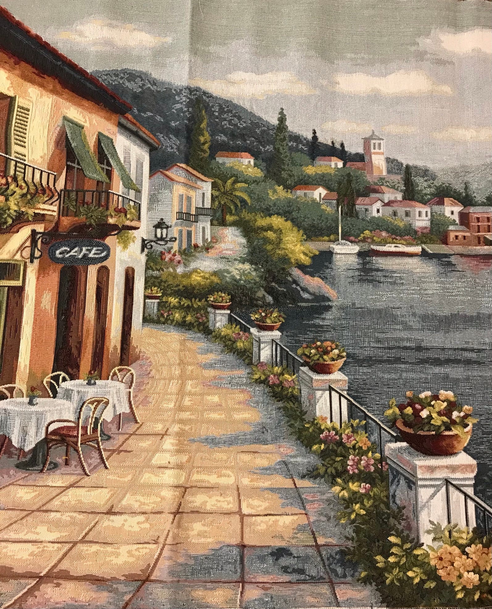 Lake Como Tapestry Wall Hanging Waterfront Scenery Seaside Italian