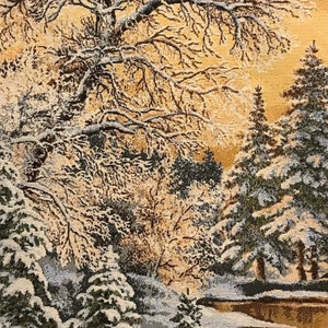 Snow Landscape Wall Art Textile Wallhanging NOT PRINT The Coming Spring Tapestry Wall Hanging Winter Forest Trees Snow Wood Scene 28&quot;x14&quot;