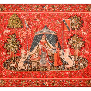 Lady and Unicorn A Mon Seul Desir Lady Unicorn Large Tapestry To My Only Will Medieval Victorian Art Decor Cluny Museum Home Decor 58&quot; x 38&quot;