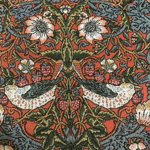 Housse De Coussin William Morris, Motif Strawberry Thieves, Oiseaux, Fleurs, Tapisserie