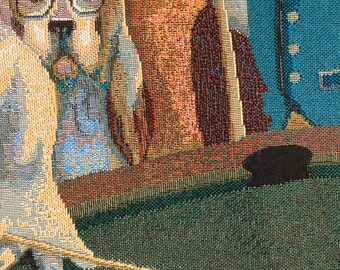Grande Tapisserie Murale Vintage 46x64 – Chiens Jouant Au Billard – Tissu Déco Rétro à Nettoyer