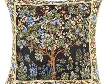 Morris Tree of Life geweven tapijt kussen kussensloop NIET PRINT Sham cover William Morris klassiek decor botanisch decoratief ontwerp 18 "x 18"